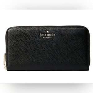 Kate Spade Leila Large Continental Wallet Black Pebbled Leather